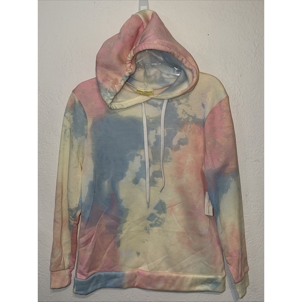 Bobbie Brooks Ladies Pastel Tie Dye Hoodie Sweatshirt Pink Blue Yellow Small NEW